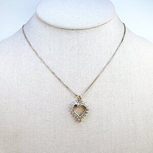 Sterling Silver 925 Illusion Stone Heart Pendant Box Chain Necklace 18" Length